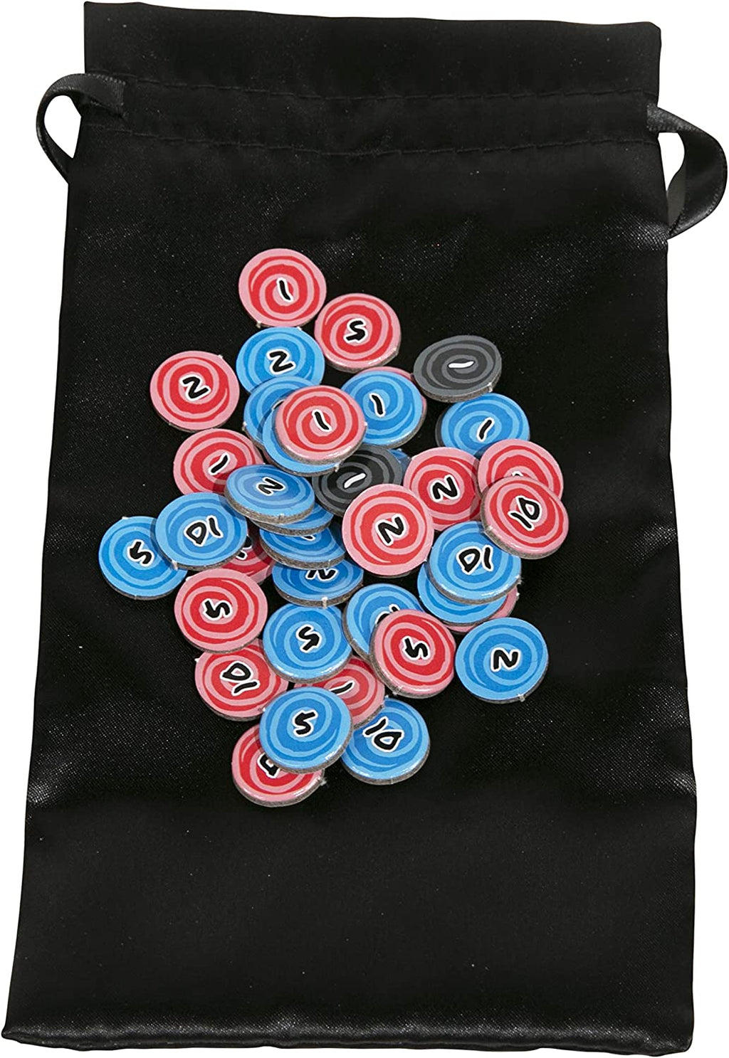 Vue des jetons et sa pochette du jeu de société Naruto Le Combat Ninja de Topi Games