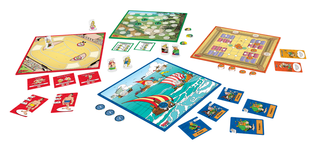 Vue éclatée du jeu de société Astérix- Les Défis