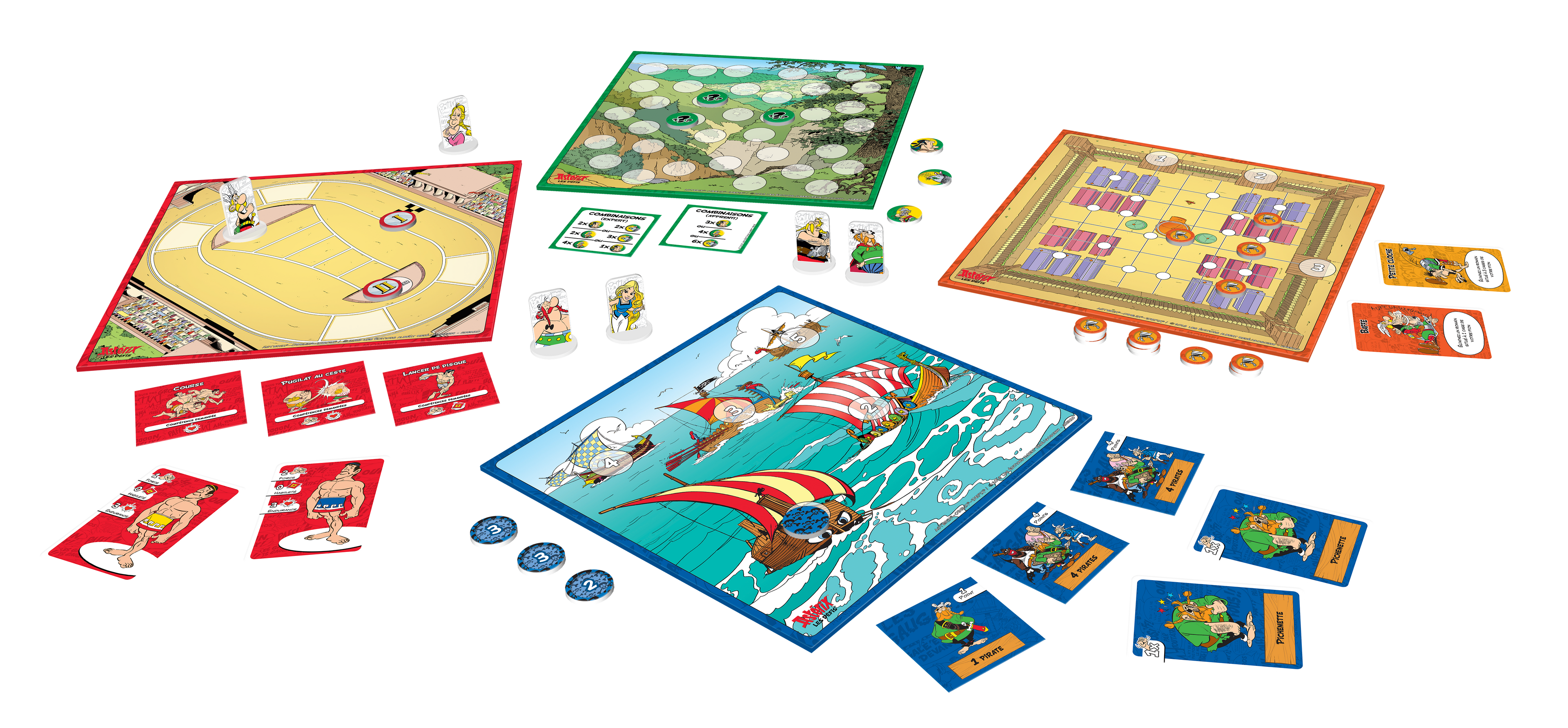 Vue éclatée du jeu de société Astérix- Les Défis