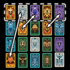 Vue explicative des cartes du jeu de société Combo de Topi Games