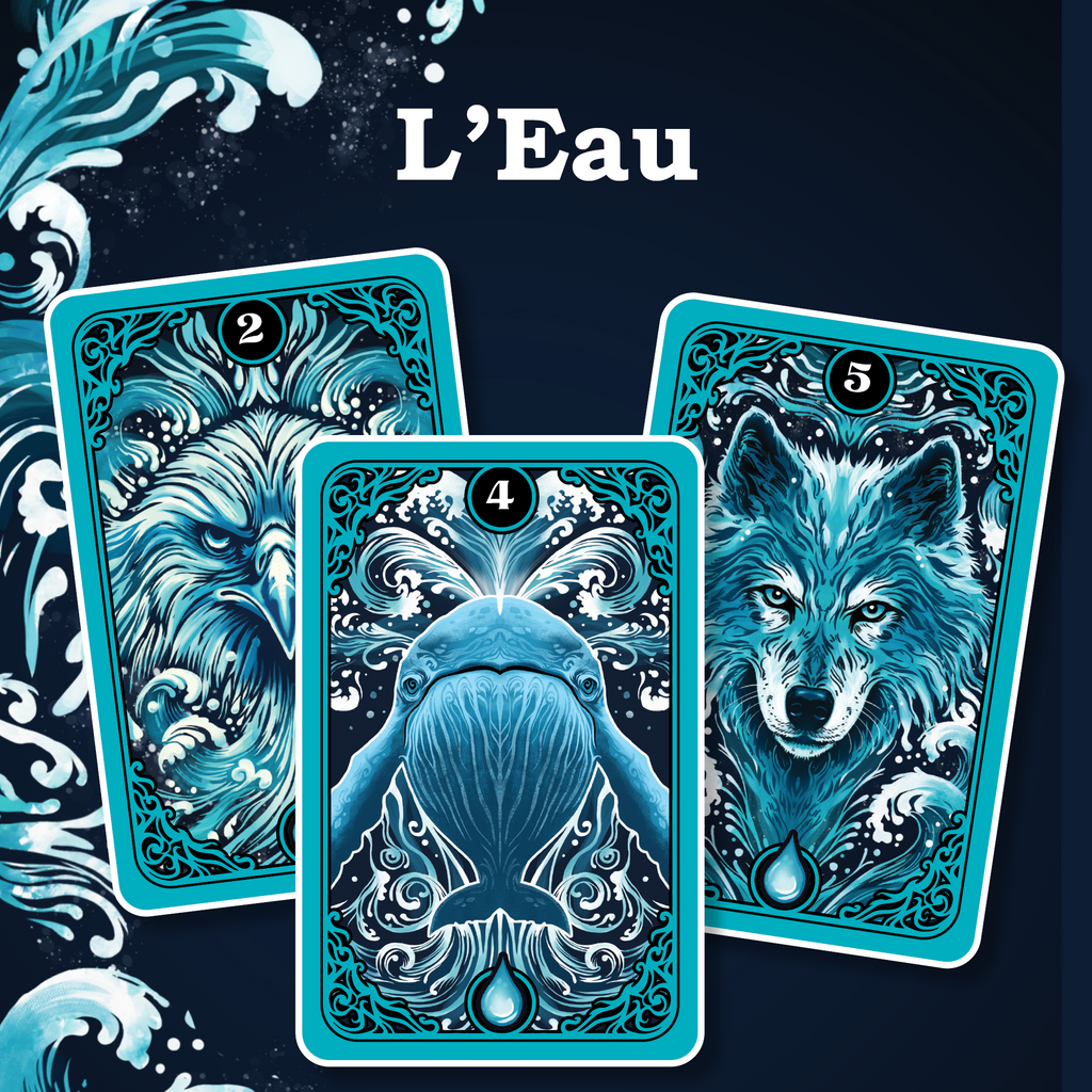 Vue des cartes "L'Eau" du jeu de société Combo de Topi Games