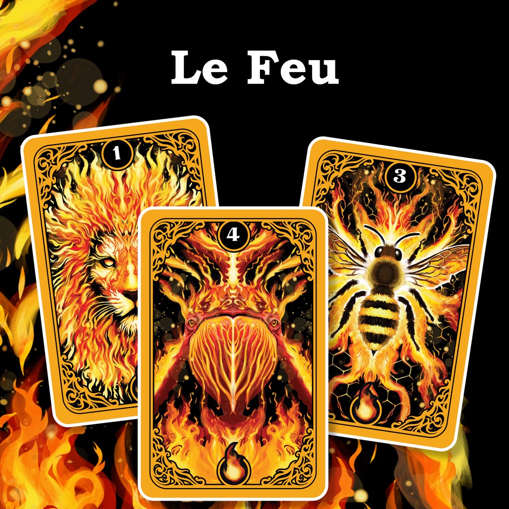 Vue des cartes "Le Feu" du jeu de société Combo de Topi Games