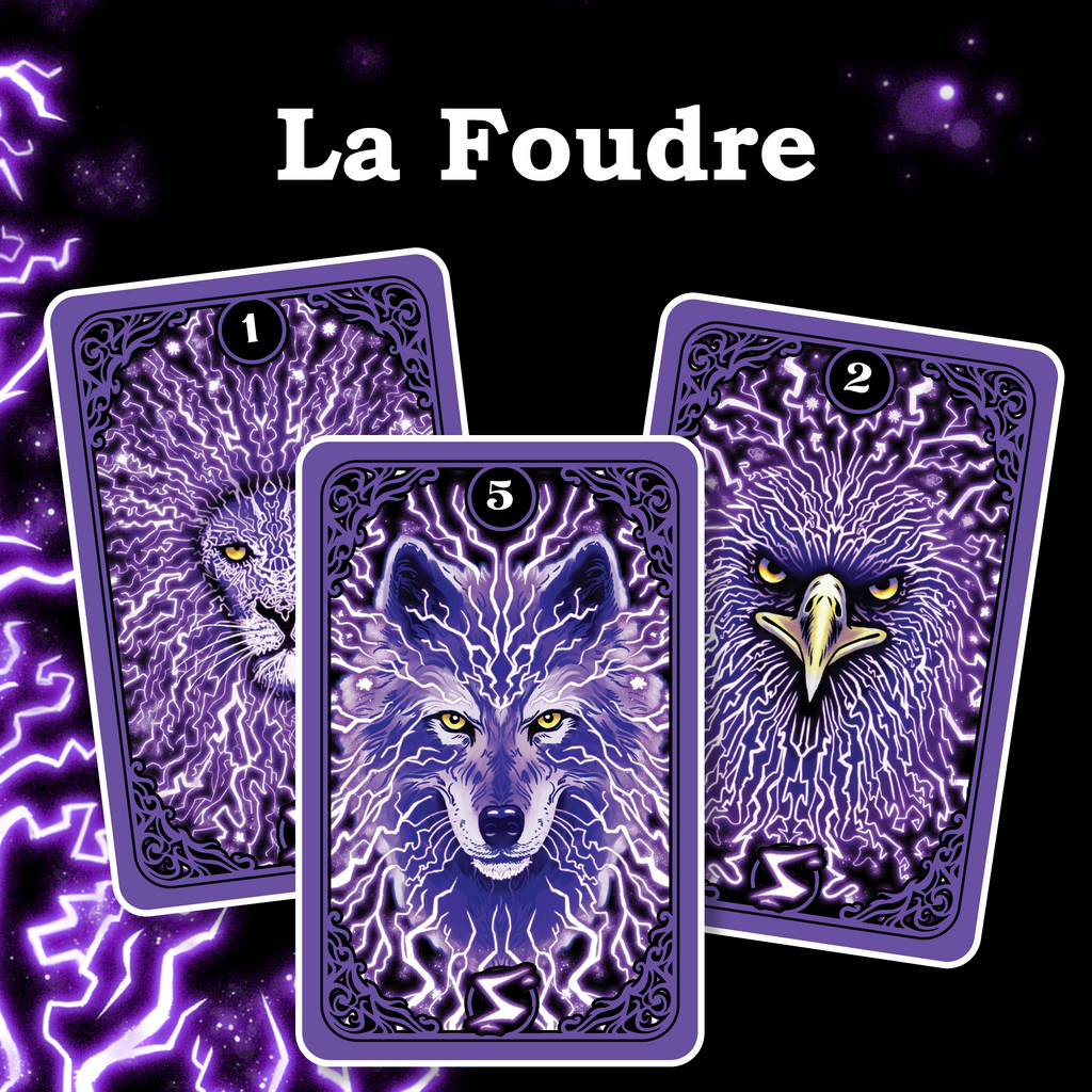 Vue des cartes "La Foudre" du jeu de société Combo de Topi Games