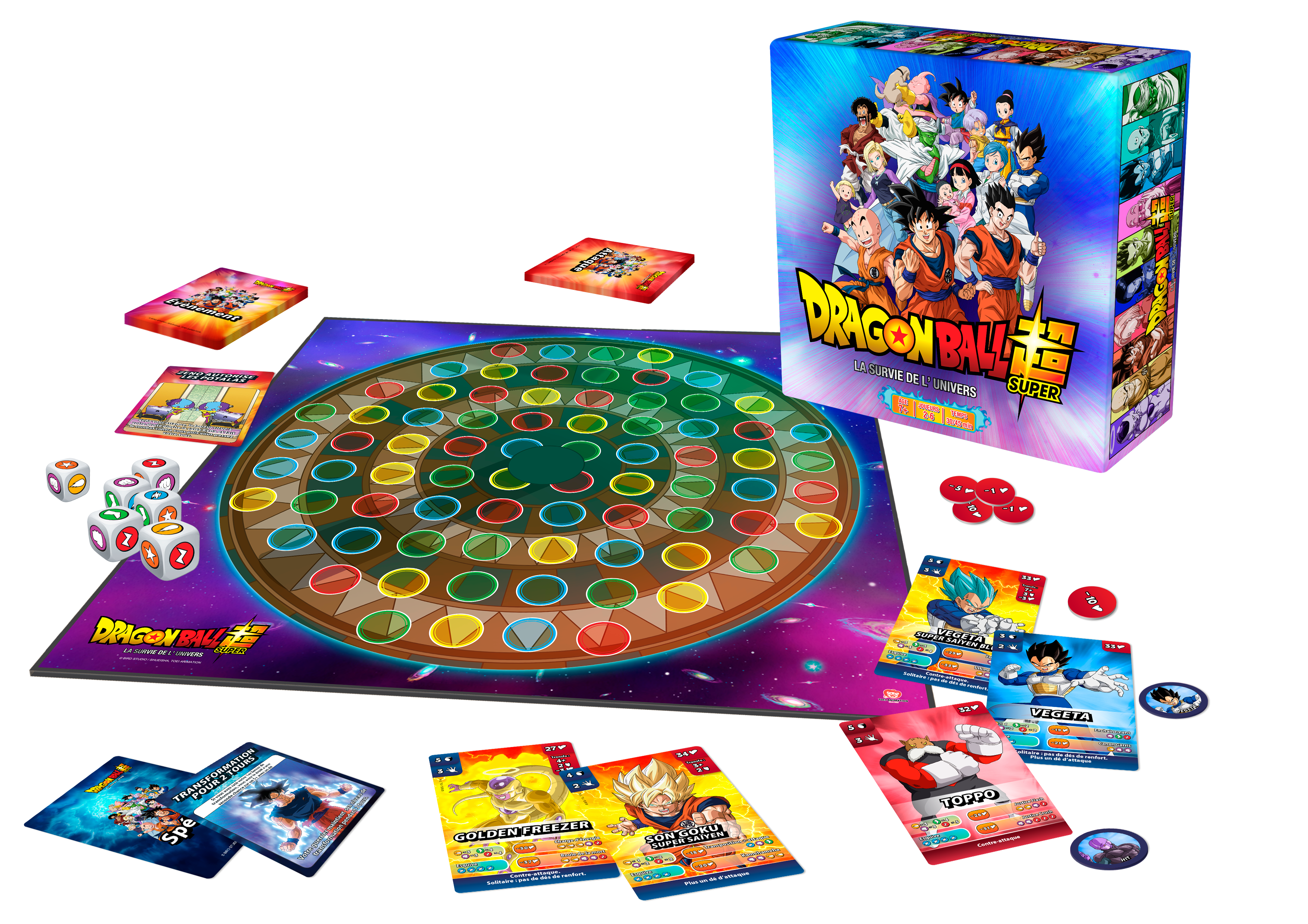 Jeu de société Dragon Ball Z vue éclatée de la boîte