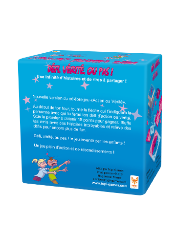 Jeu de société vue arrière Défi, vérité, ou pas !