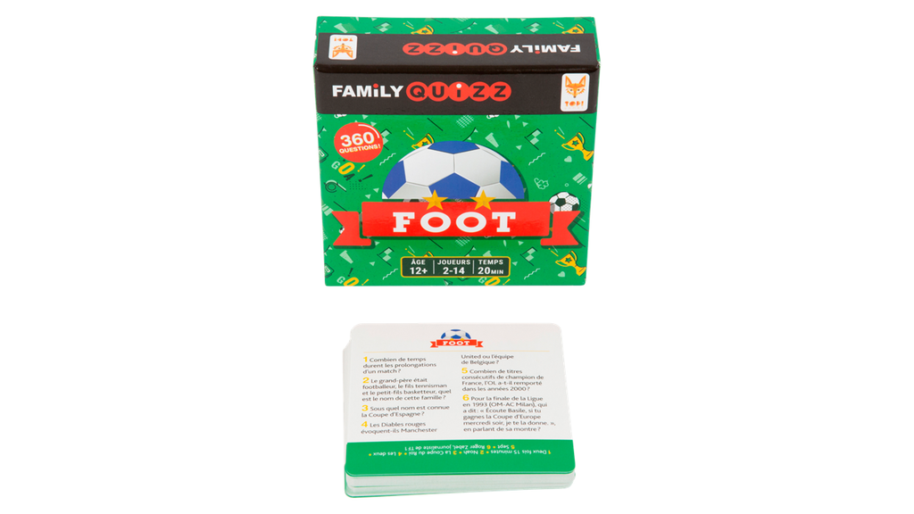 Contenu de la boite du de société Family Quizz Foot