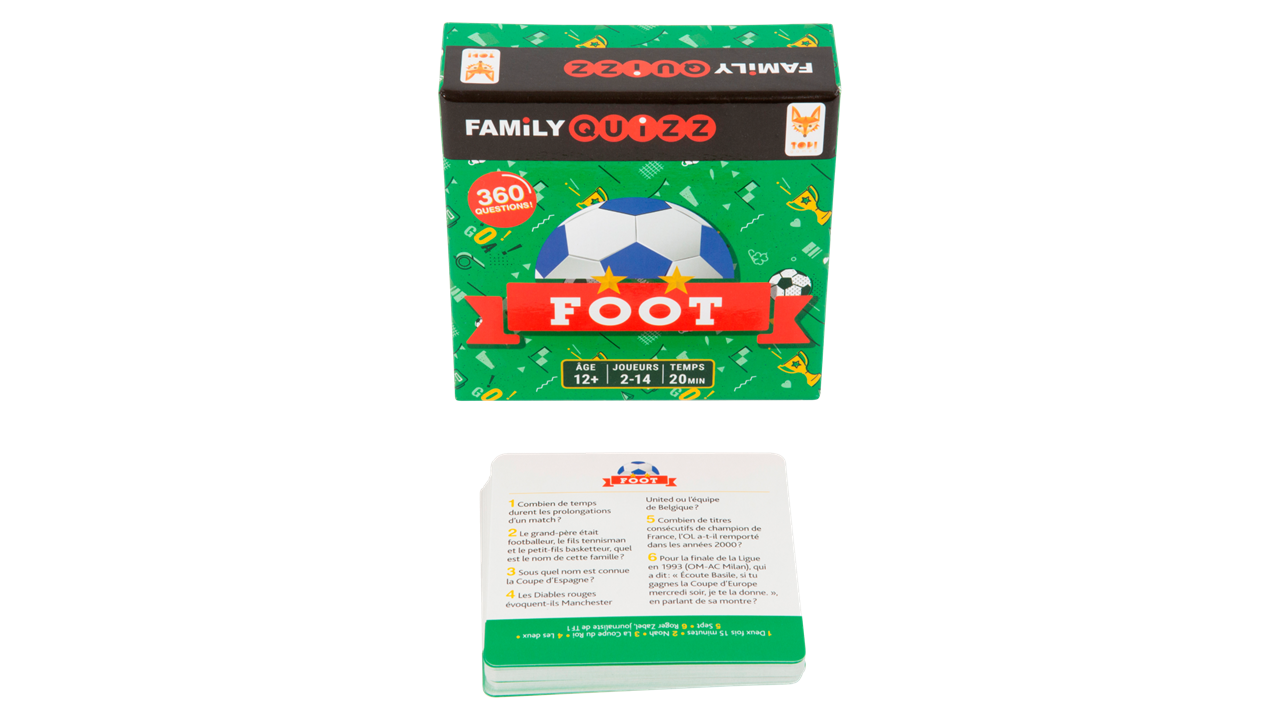 Contenu de la boite du de société Family Quizz Foot