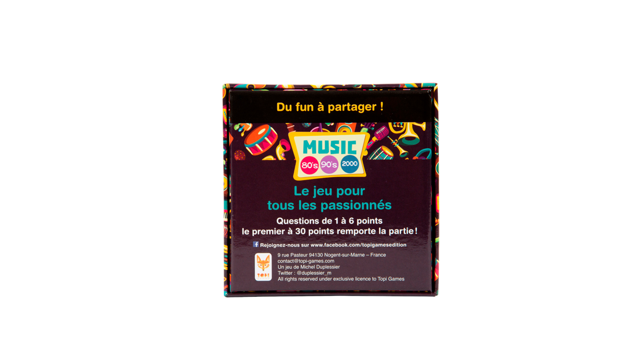 Boite du jeu de société Family Quizz Music vue arrière