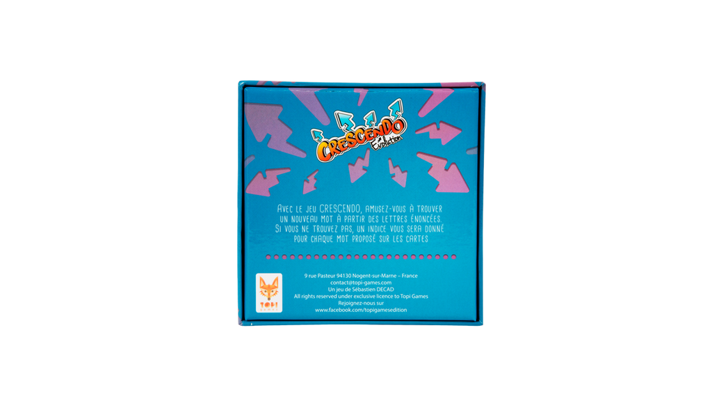 Arrière de la boite du jeu de société Crescendo