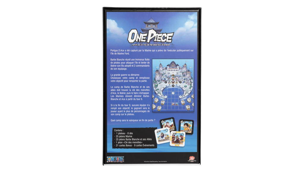 Vue arrière de la boite du jeu One Piece Assaut Sur Marine Ford (no Background)