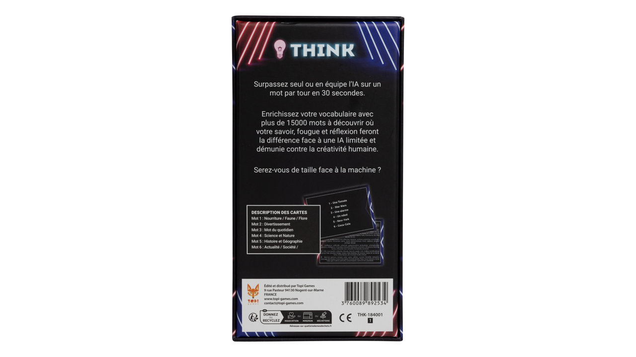 Vue arrière du jeu de société Think - Topi Games