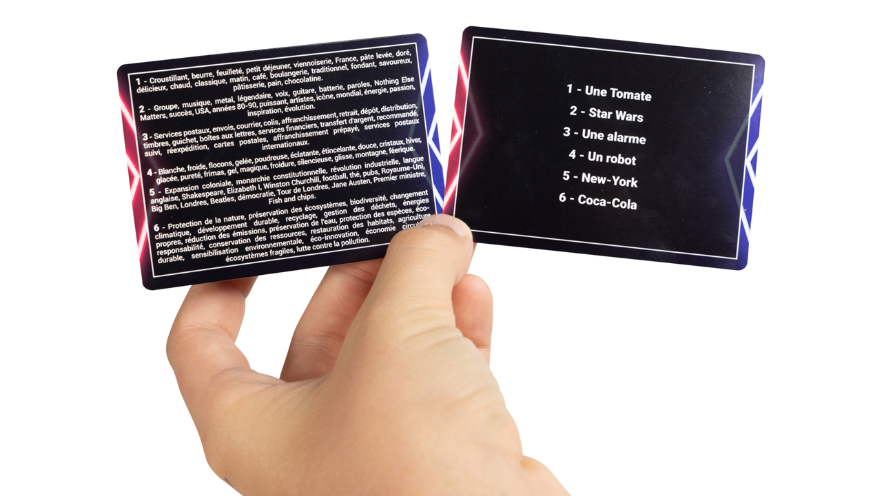 Vue des cartes du jeu de société Think - Topi Games