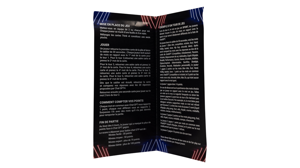 Vue des règles du jeu de société Think - Topi Games