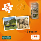 Dimensions des pièces et du Puzzle 2X49 pièces Echappées Belles - Animaux