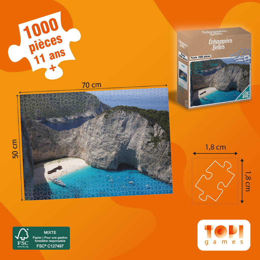 Dimensions des pièces et du Puzzle Echappées Belles - CRETE