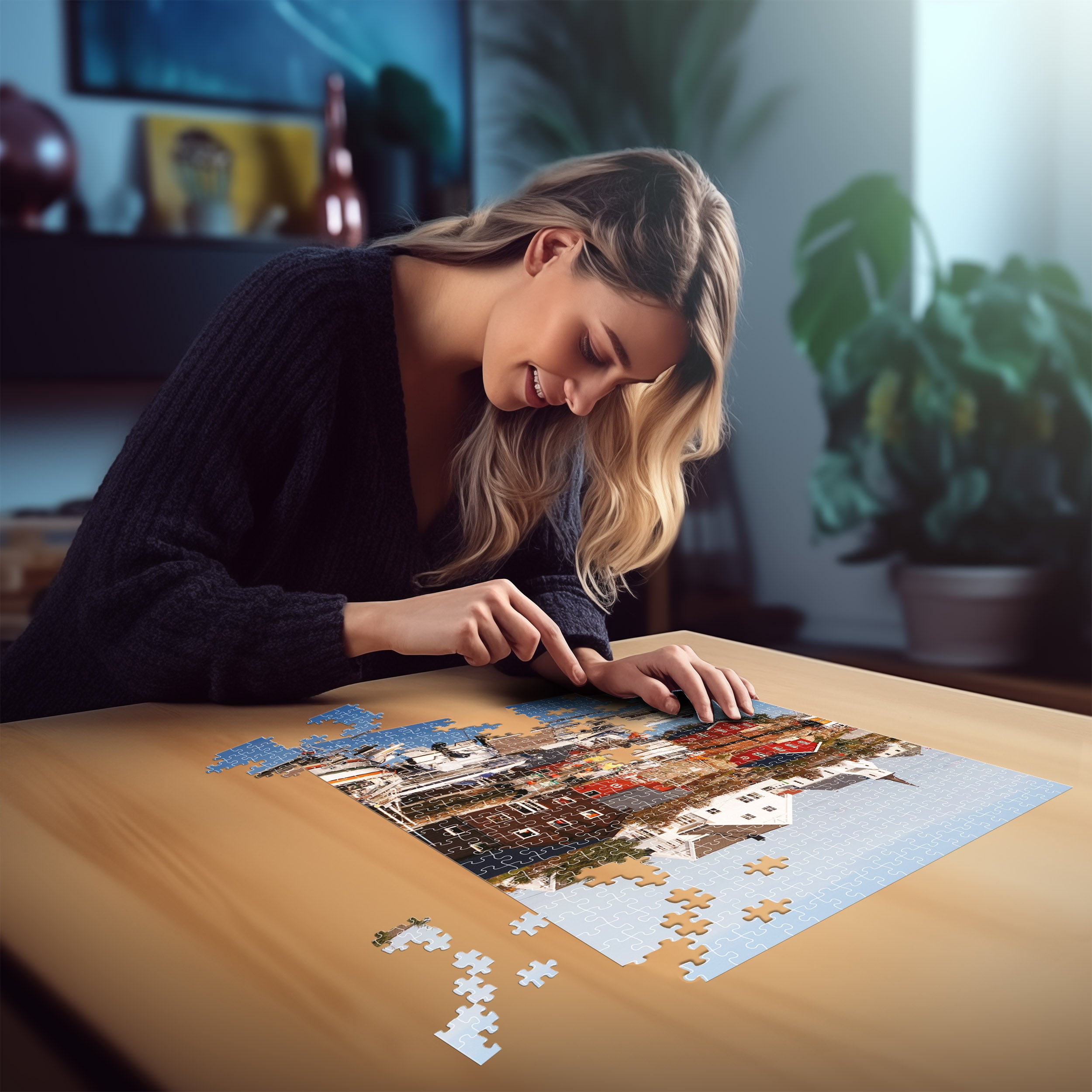 Femme jouant au Puzzle 500 pièces Echappées Belles - NORVEGE