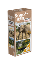 Boite 2 Puzzles 49 pièces Echappées Belles - ANIMAUX