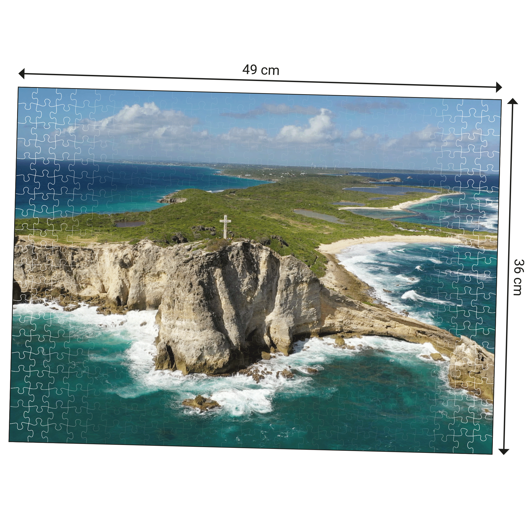 Dimensions du Puzzle 500 pièces Echappées Belles - Guadeloupe