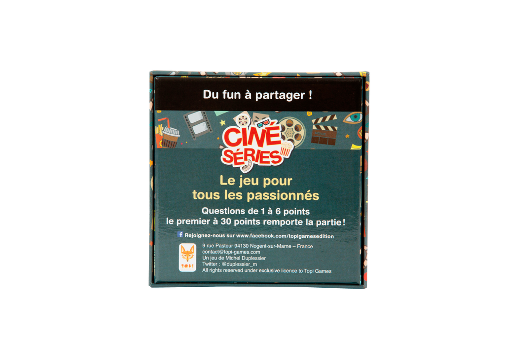 Jeux de société Family quizz cinéma & série tv vue arrière de la boite