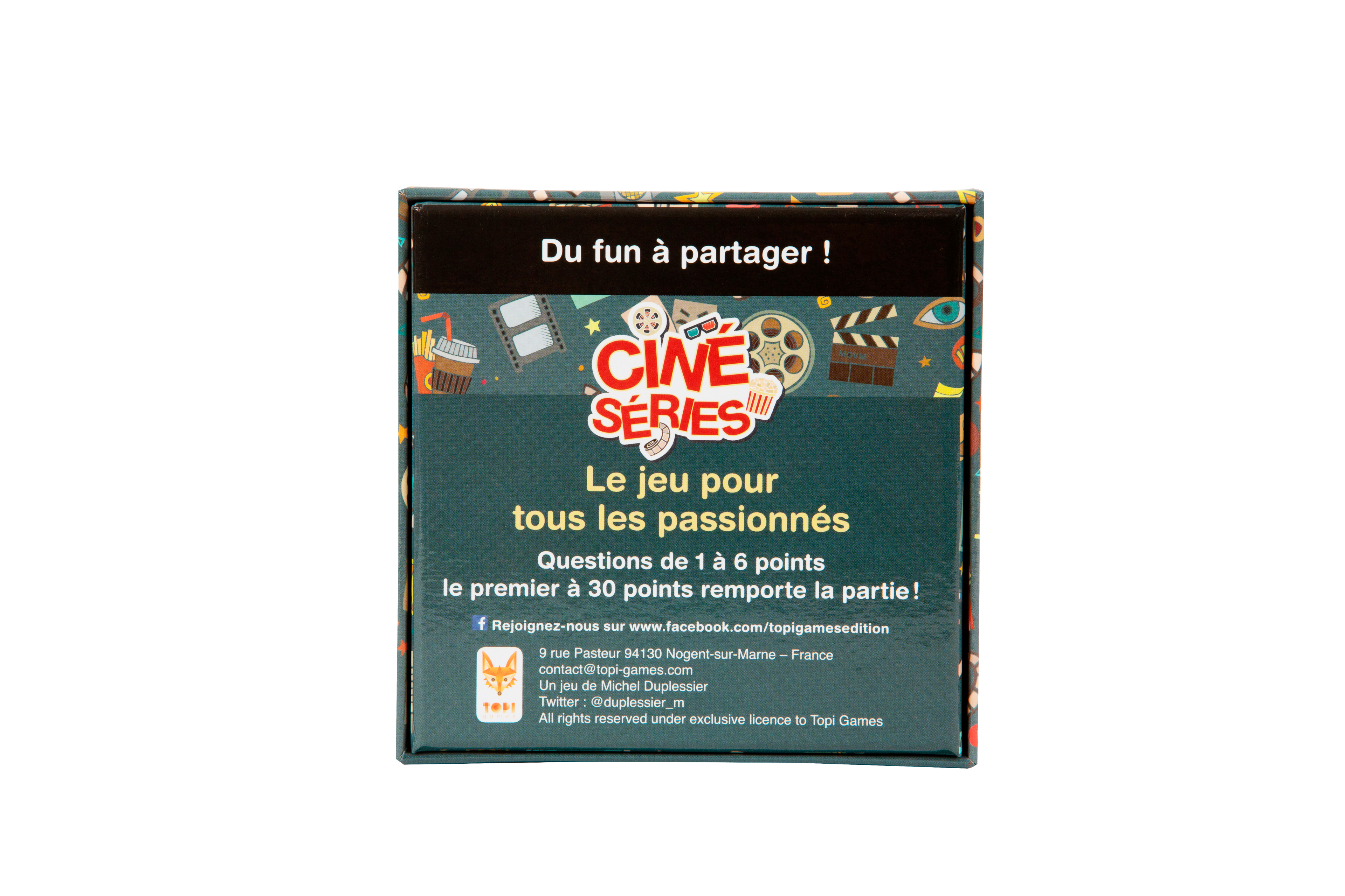 Jeux de société Family quizz cinéma & série tv vue arrière de la boite