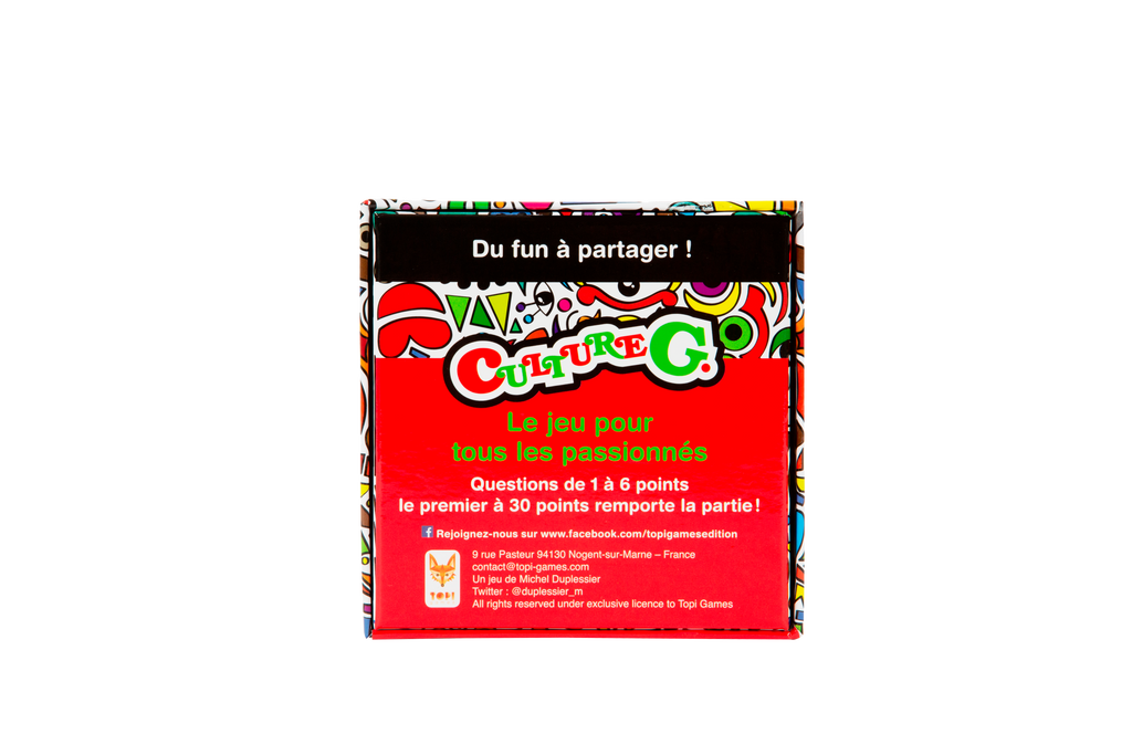 Arrière de la boite du jeu de société Family Quizz Culture G