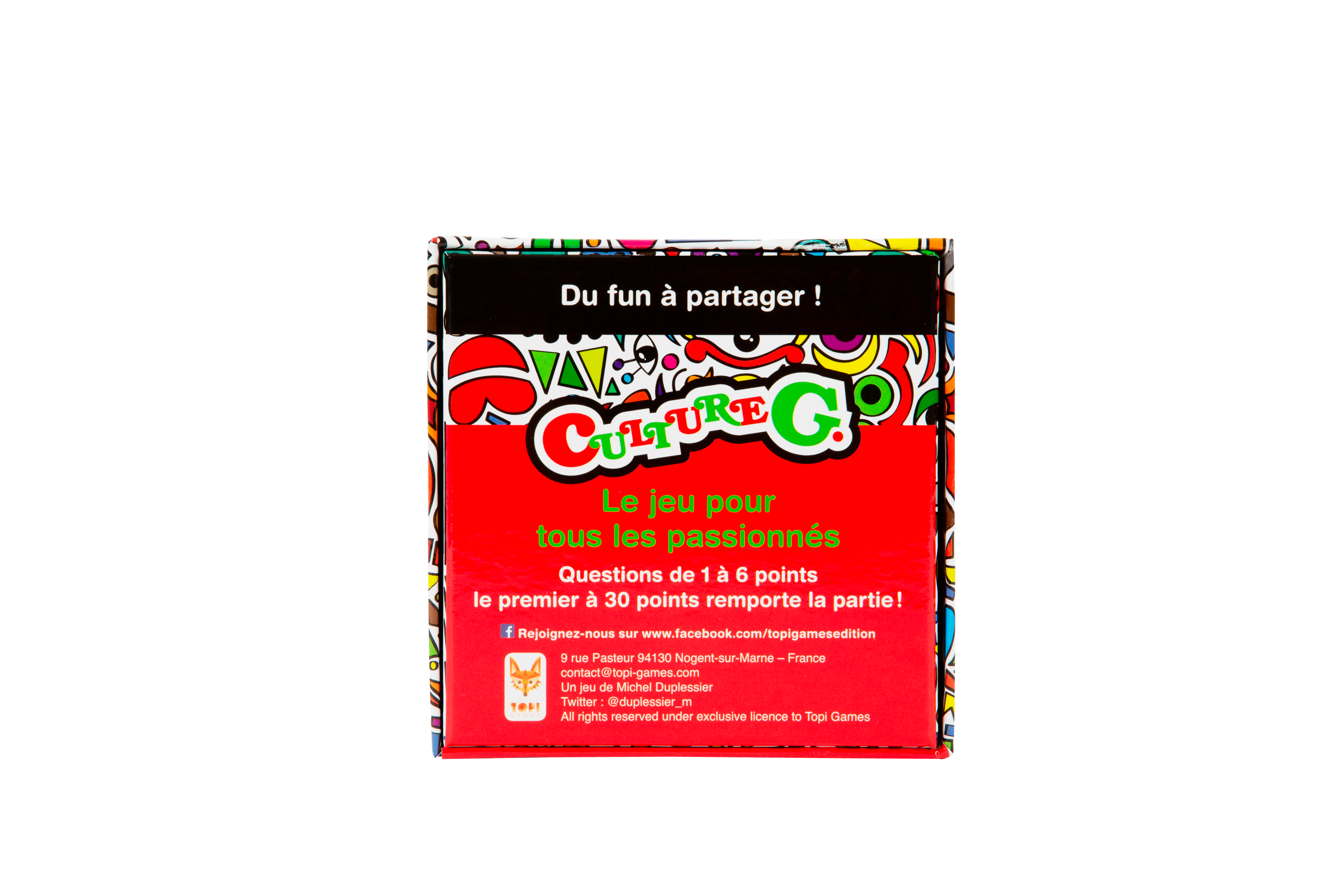 Arrière de la boite du jeu de société Family Quizz Culture G