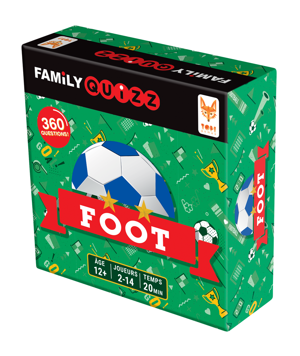 Vue 3/4 du jeu de société Family Quizz Foot
