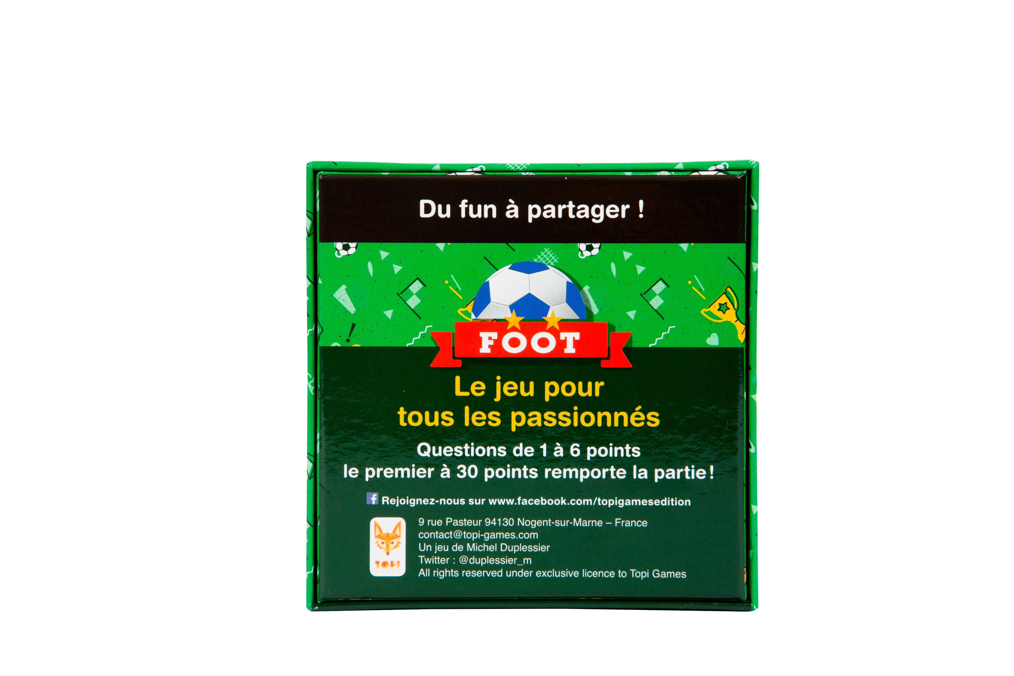Arrière de la boite du jeu de société Family Quizz Foot