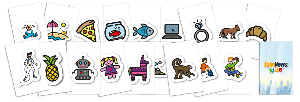 Vue des cartes du jeu Fake News Kids 