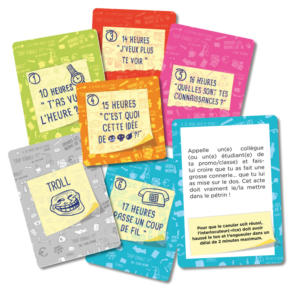 Vue des cartes du jeu Greg Guillotin Le Pire Stagiaire