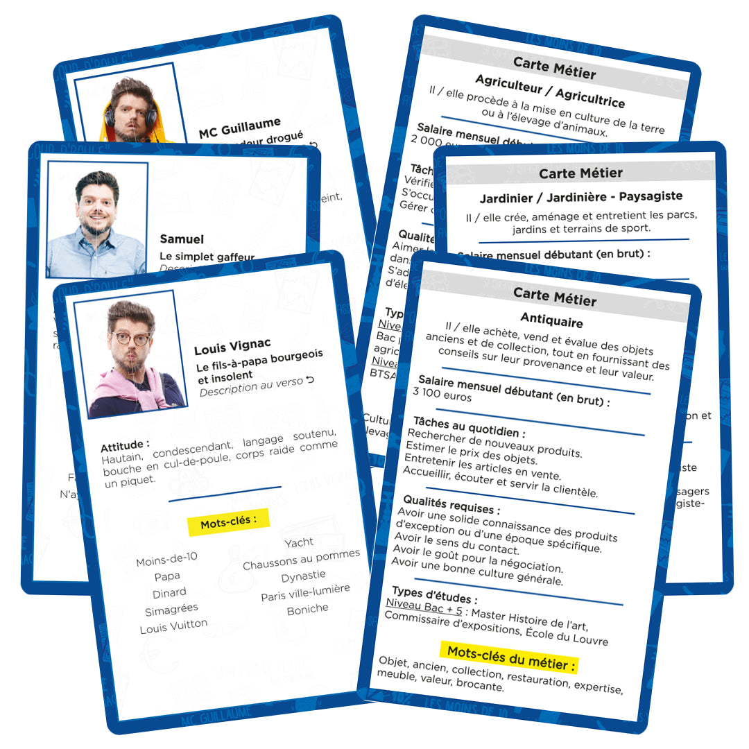 Vue des cartes du jeu Greg Guillotin Le Pire Stagiaire