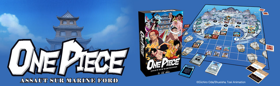 Bannière du jeu de société One Piece Assaut sur Marine Ford