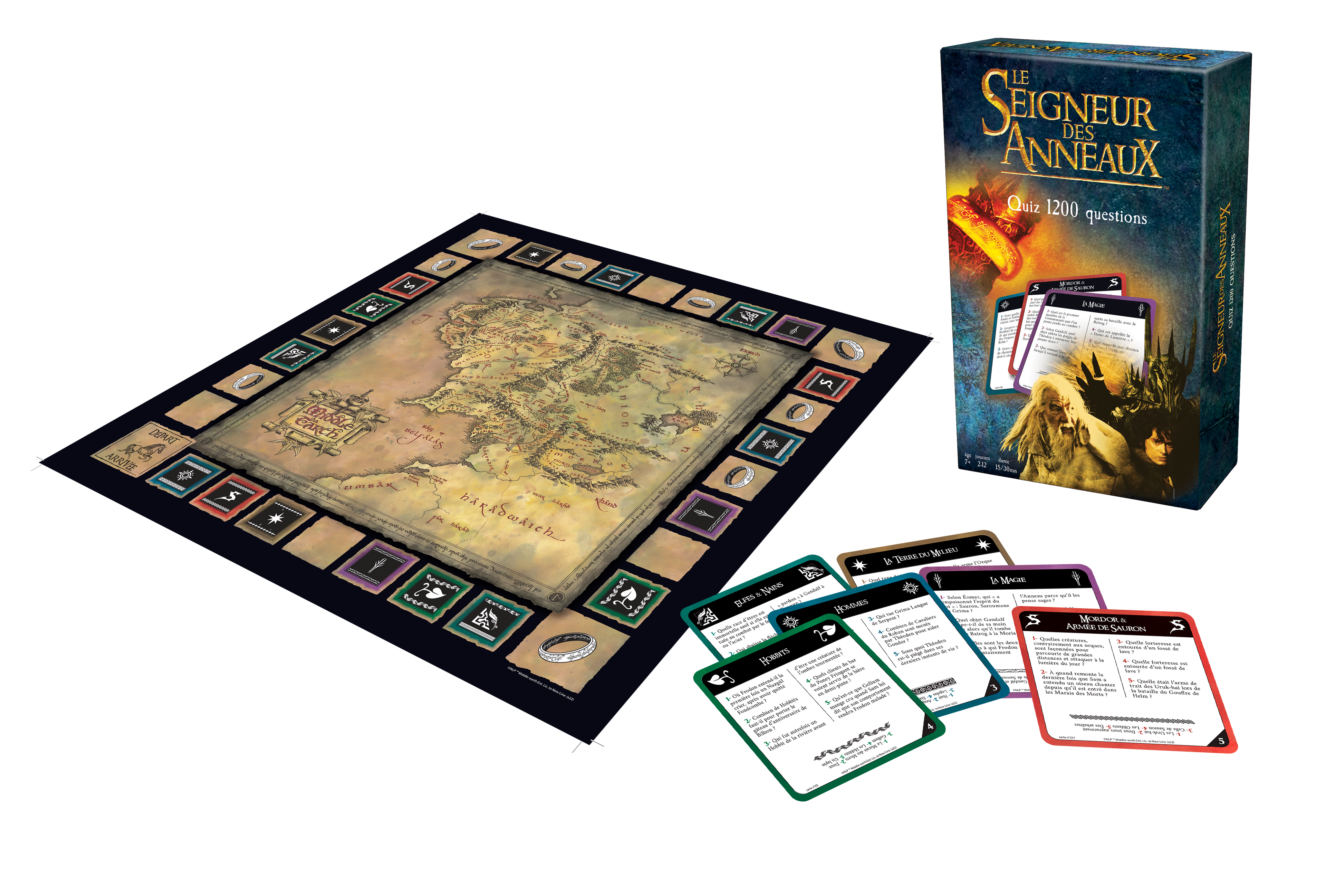 Vue éclatée du jeu de société Seigneur des anneaux Quiz 1200
