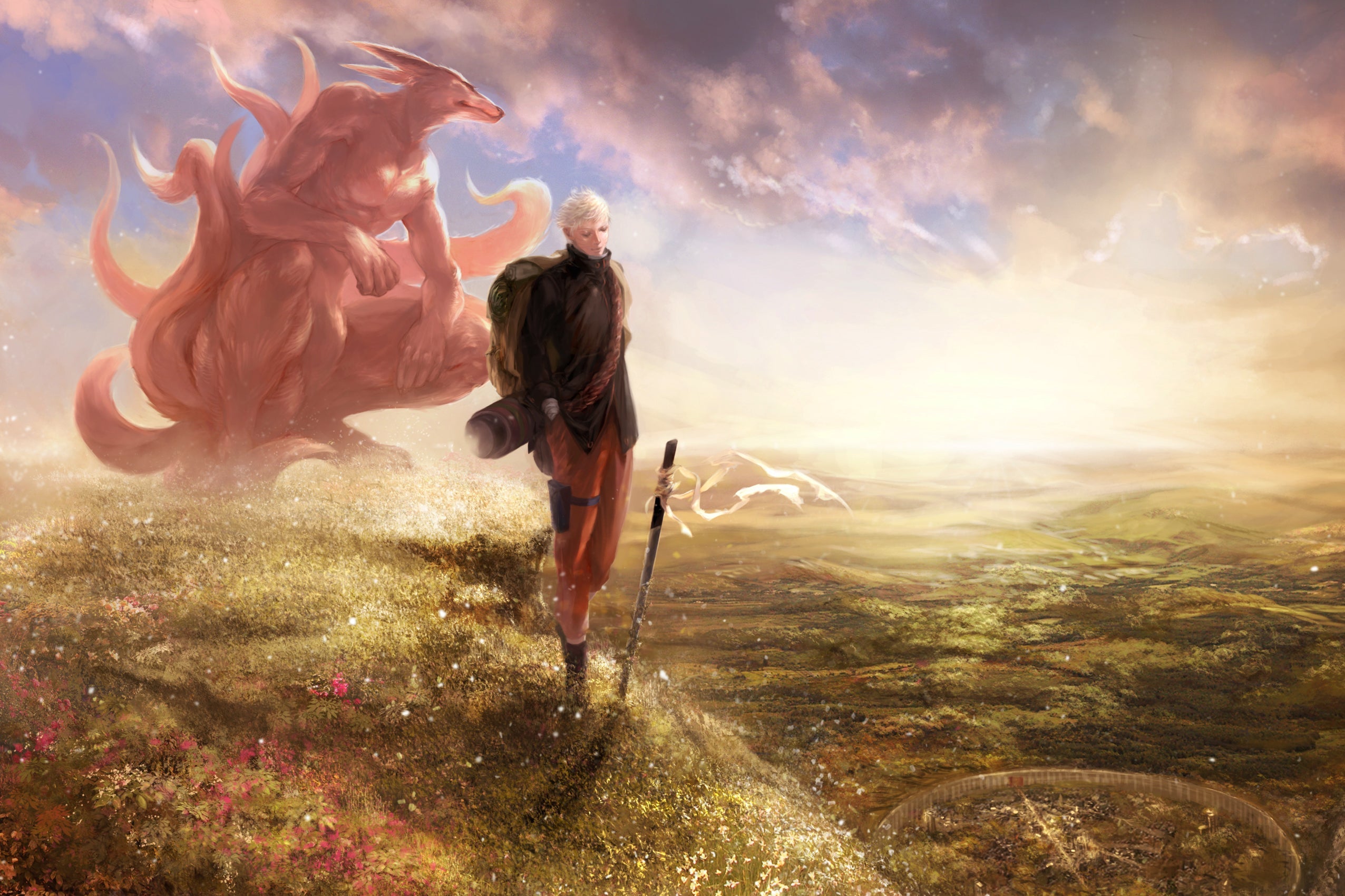 Illustration de Naruto avec le démon à 9 queues en arrière