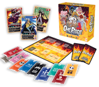 Boîte du jeu One Piece – Combat de Pirates avec plateau, cartes de personnages, cartes de combat et factions emblématiques de l’univers One Piece, dans un jeu de deck-building stratégique.