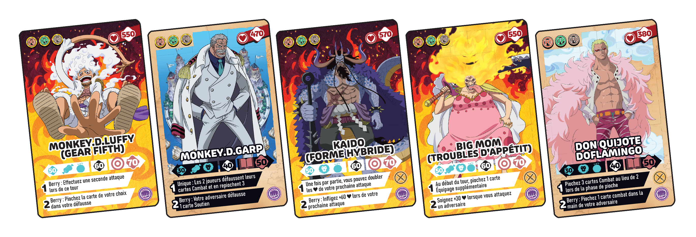 Vue des cartes du jeu OnePiece Topi Games 