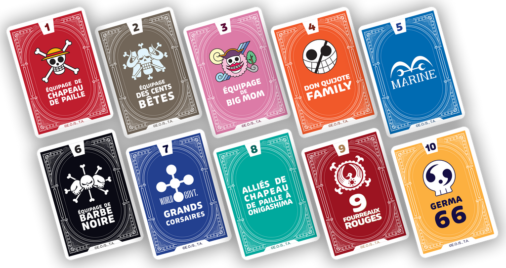Vue des cartes du jeu OnePiece Topi Games 