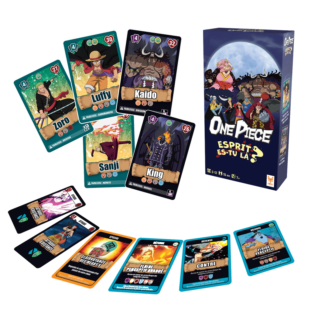 Vue déplié du jeu de société One Piece Esprit es-tu là ? de Topi Games