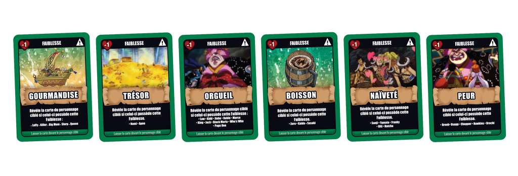 Vue des cartes du jeu de société One Piece Esprit es-tu là ? de Topi Games