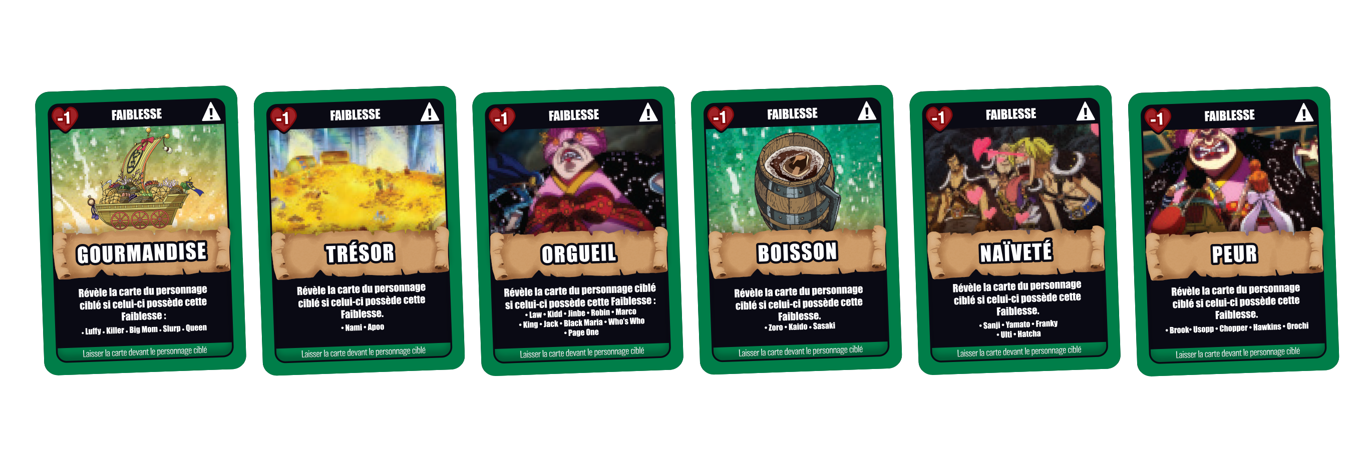 Vue des cartes du jeu de société One Piece Esprit es-tu là ? de Topi Games