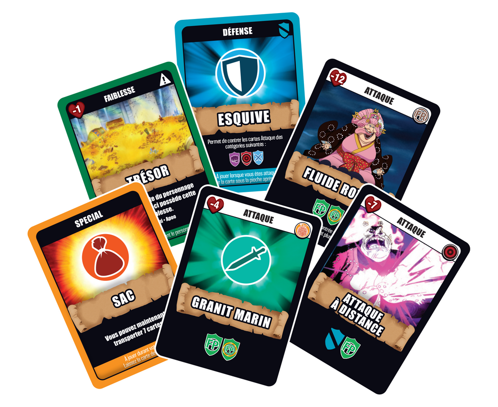 Vue des cartes du jeu de société One Piece Esprit es-tu là ? de Topi Games