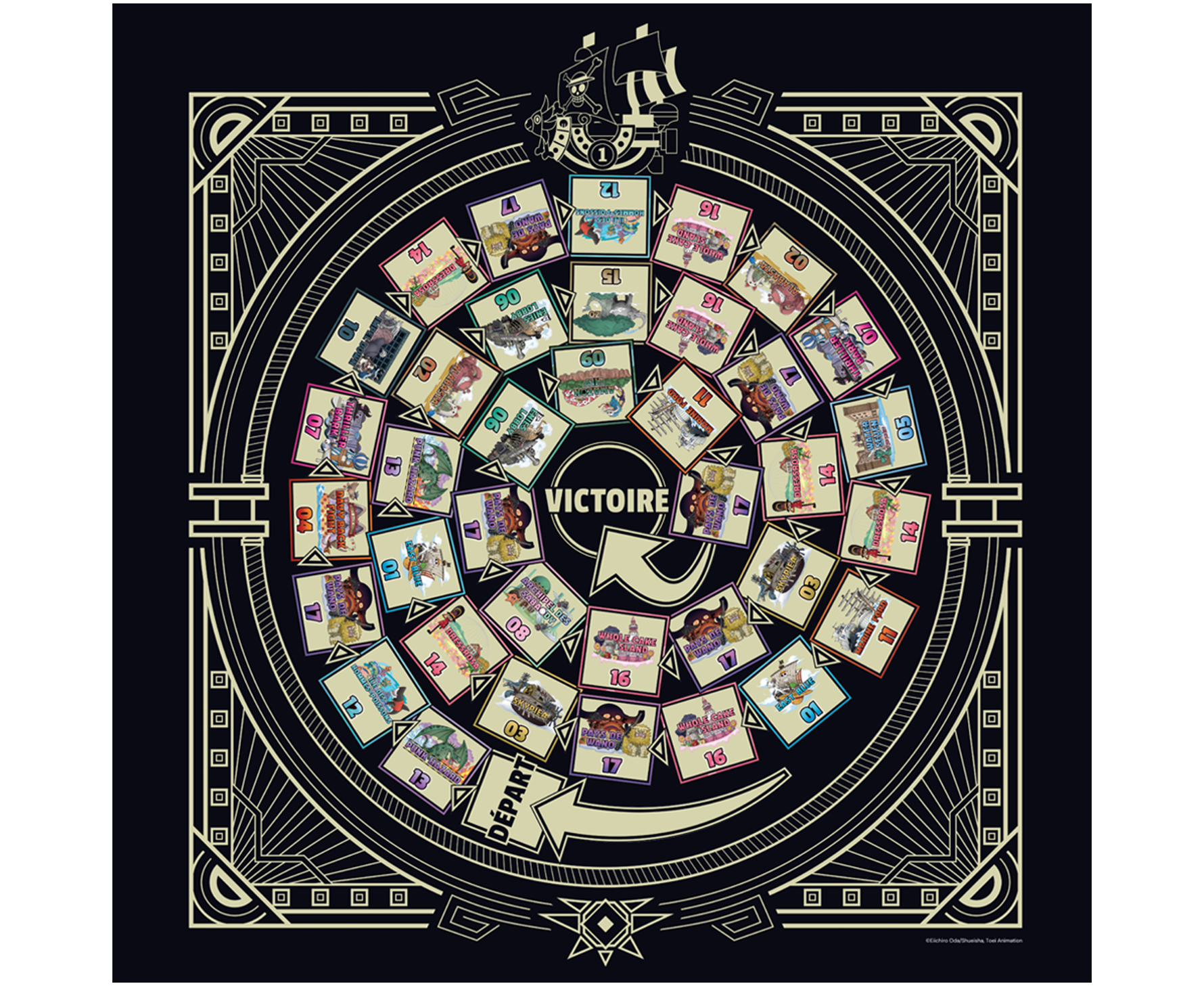 Vue du plateau du jeu de société One Piece - Méga Quiz