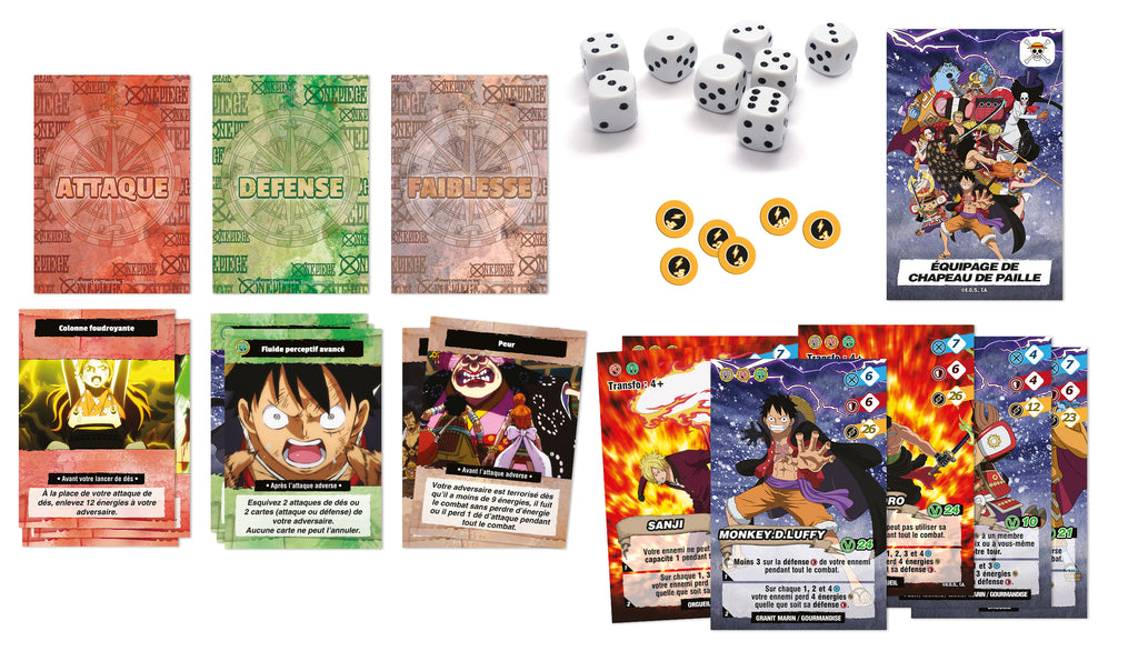 Vue des cartes du jeu de société One Piece Raid sur Onigashima