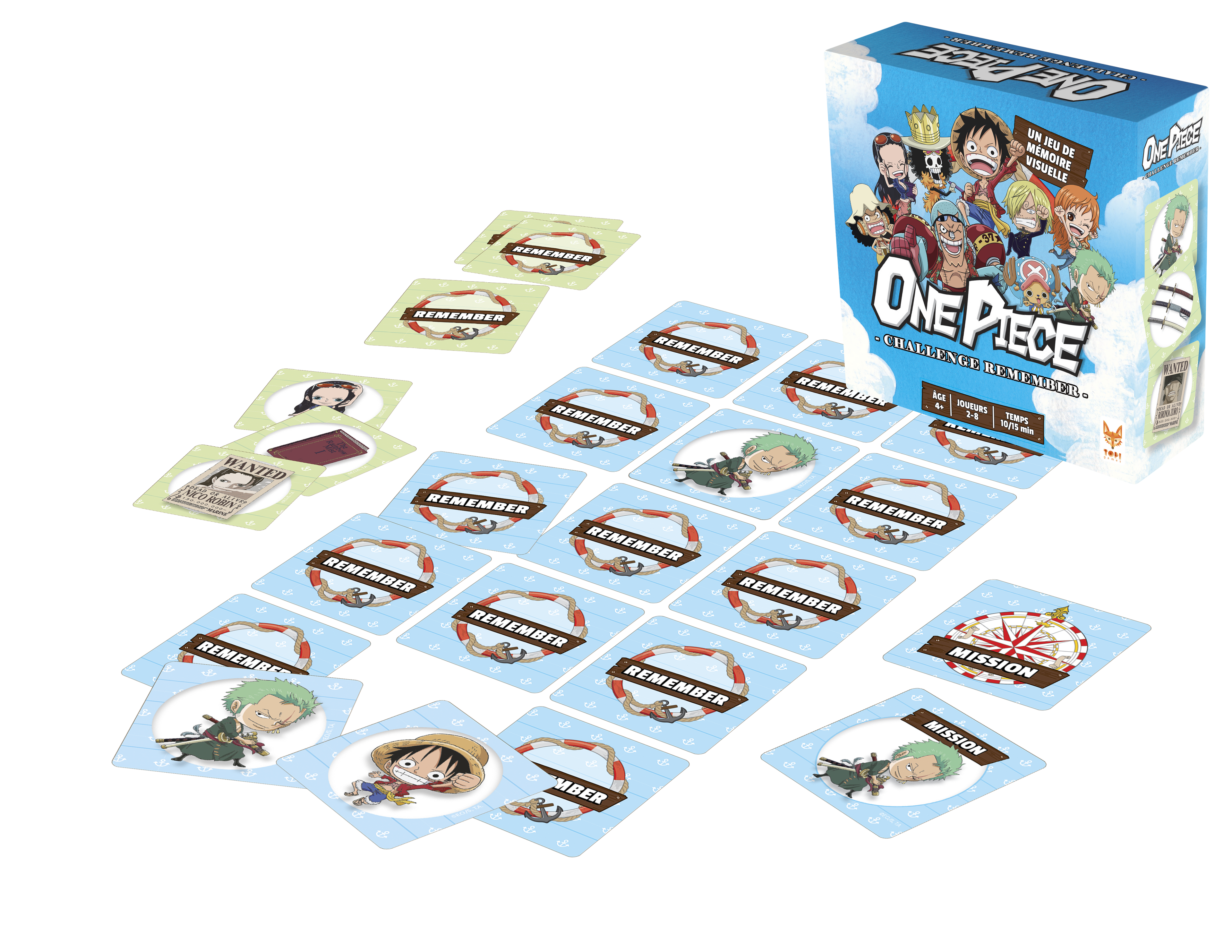 Vue éclatée du jeu de société One Piece Challenge Remember