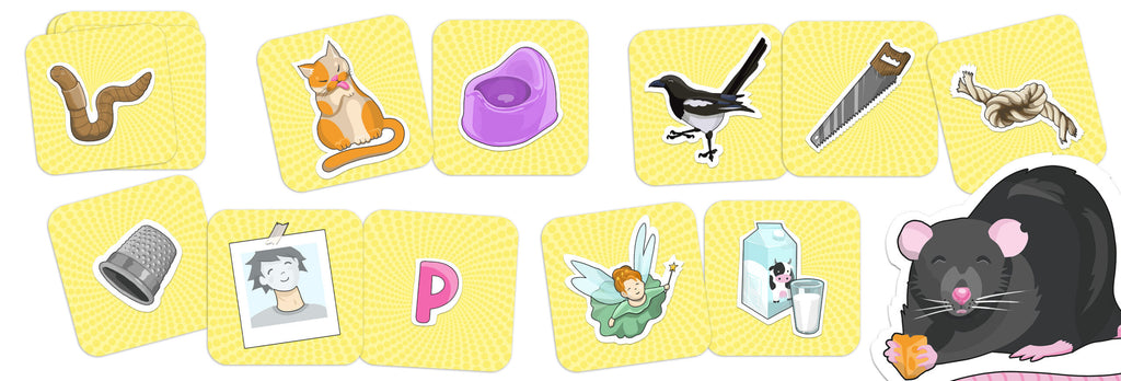 Vue des cartes du jeu de société Rapido Enfants Topi Games