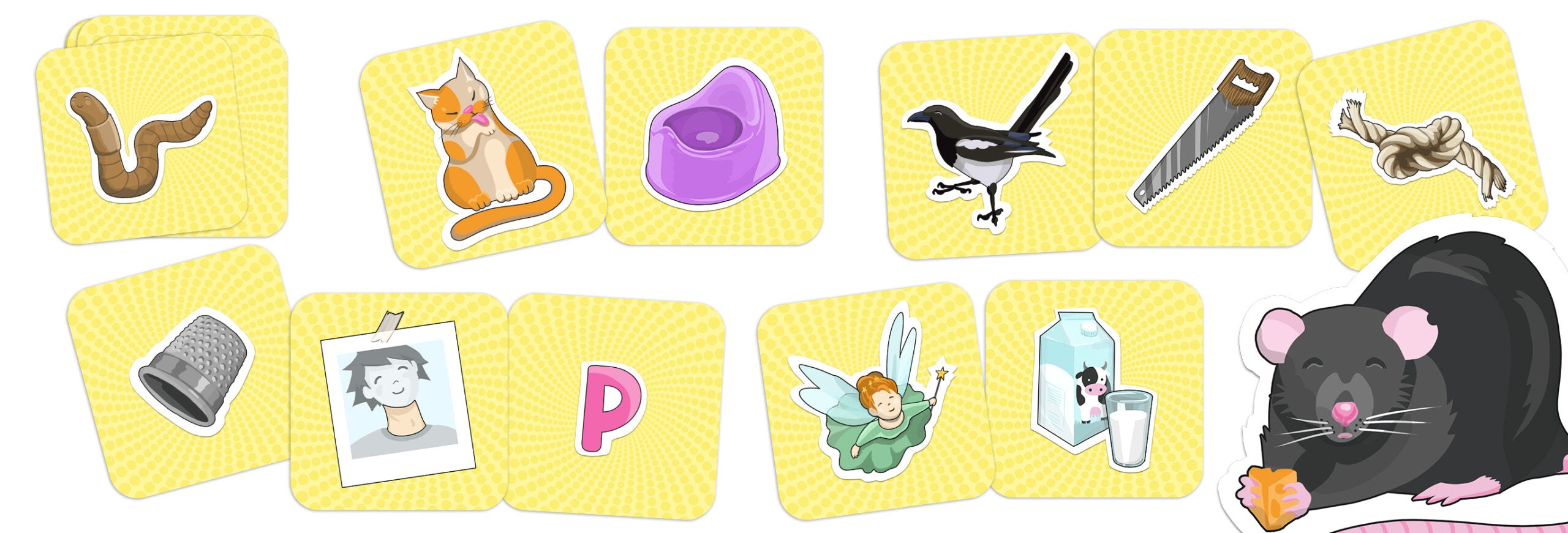 Vue des cartes du jeu de société Rapido Enfants Topi Games