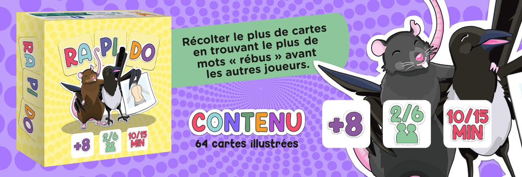 Bannière du jeu de société Rapido Enfants Topi Games
