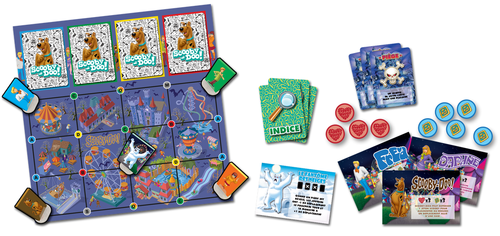 Vue éclatée du jeu de société Scooby Doo