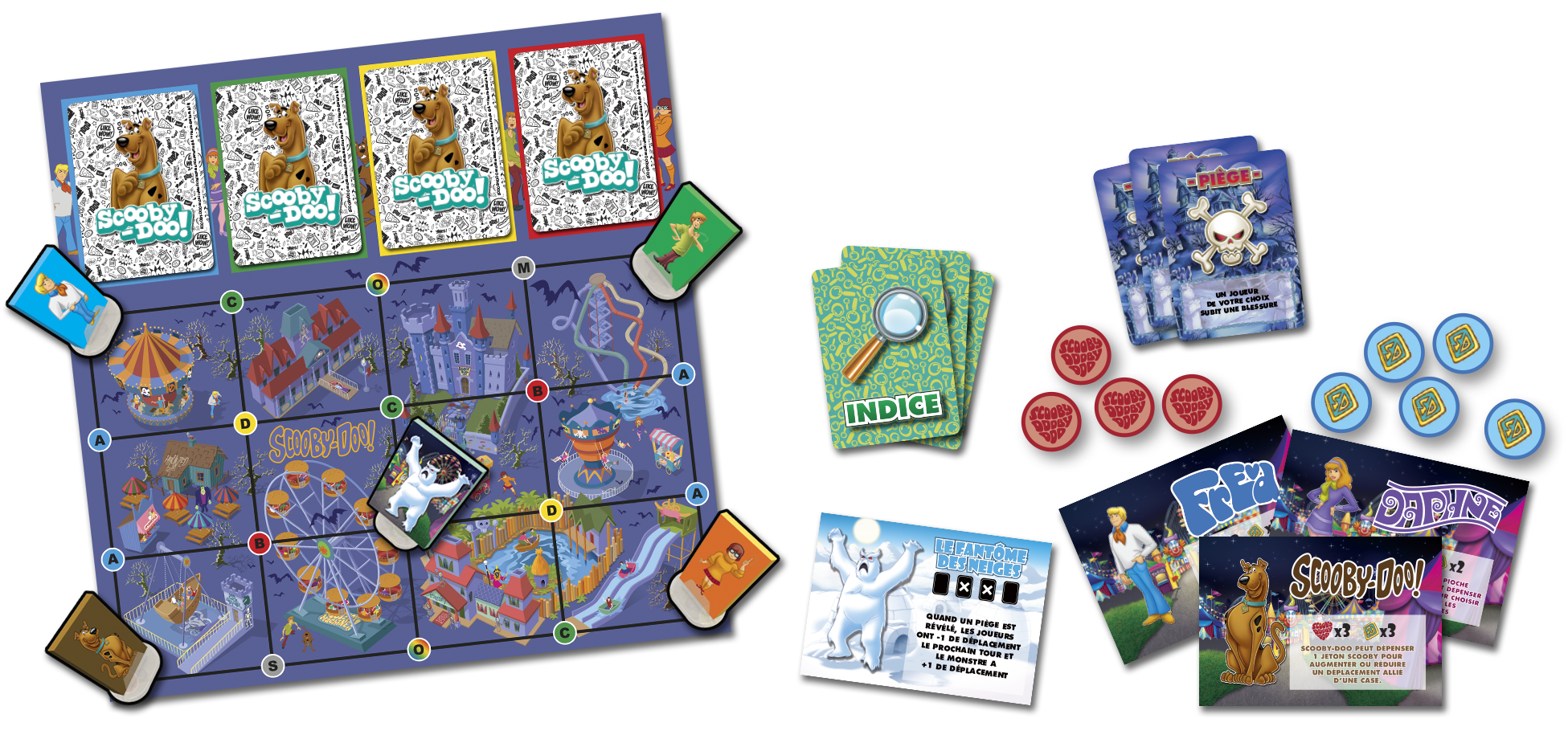 Vue éclatée du jeu de société Scooby Doo