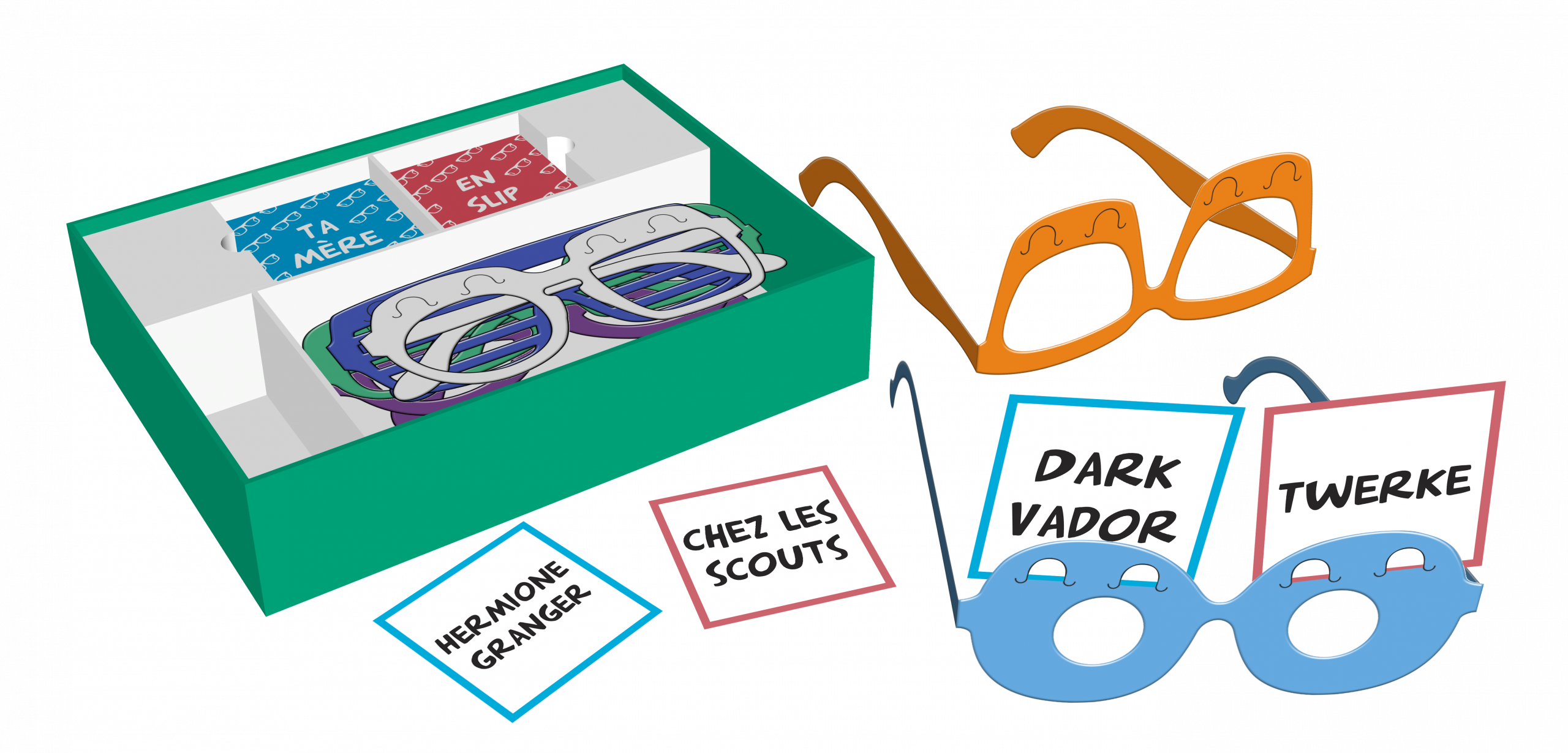 Composants du jeu de société Ta mère en slip 2